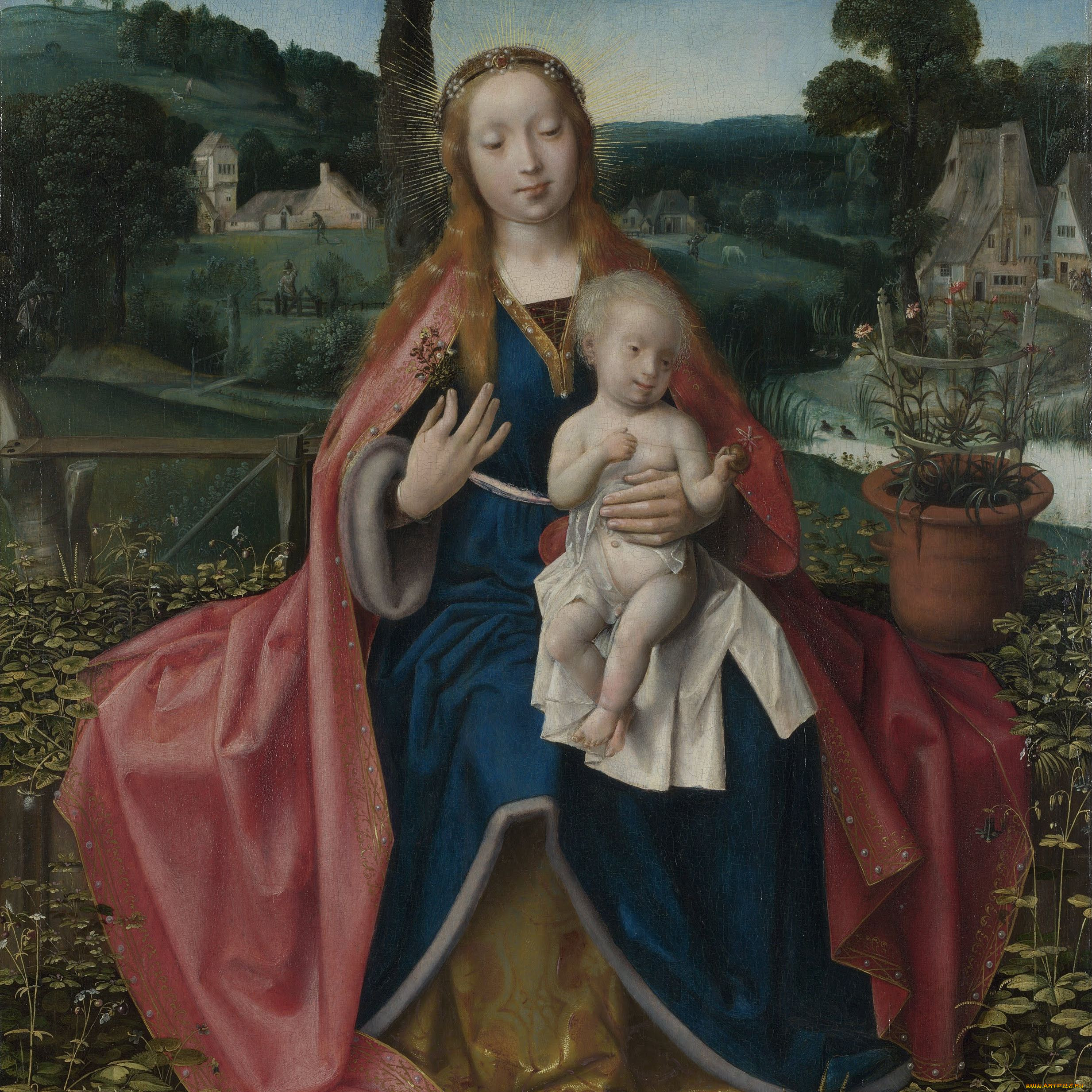 attributed, to, jan, provoost, the, virgin, and, child, in, landscape, 